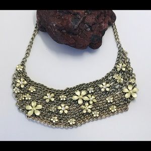 Vintage VCLM Gold Tone Bib Style Necklace